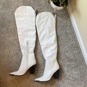 White booties. Knee high Never been worn Brand new